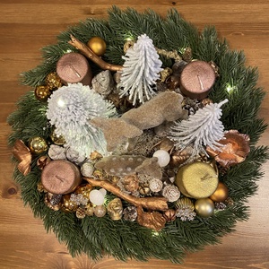 karácsonyi advent koszorú asztal disz  - karácsony - adventi díszek - adventi asztaldísz - Meska.hu