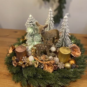 karácsonyi advent koszorú asztal disz  - karácsony - adventi díszek - adventi asztaldísz - Meska.hu