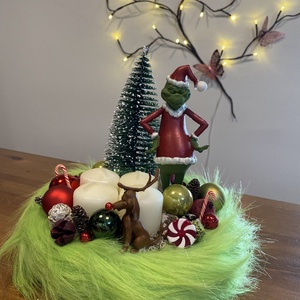 Grincs karácsonyi advent asztal disz  - karácsony - adventi díszek - adventi asztaldísz - Meska.hu