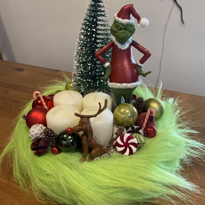 Grincs Karácsonyi advent    asztal dísz  - karácsony - adventi díszek - adventi koszorú - Meska.hu