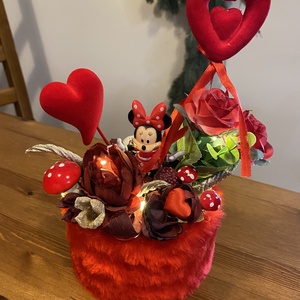 Disney Minnie Valentin  asztal disz  - otthon & életmód - virágdekoráció - virágdíszek - asztali virágdísz - Meska.hu