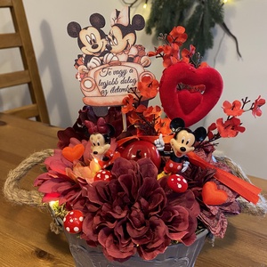 Valentin Disney Mickey és Minnie asztal  disz  - otthon & életmód - virágdekoráció - virágdíszek - asztali virágdísz - Meska.hu