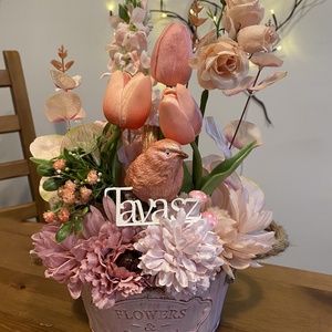 Tavaszi  virágos  asztal disz , Otthon & Életmód, Dekoráció, Asztal és polc dekoráció, Dekorációs tál, tartó, Mindenmás, MESKA