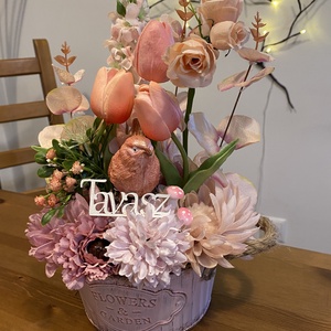 Tavaszi  virágos  asztal disz  - otthon & életmód - dekoráció - asztal és polc dekoráció - dekorációs tál, tartó - Meska.hu