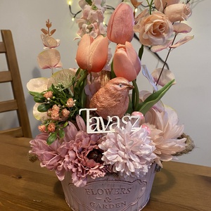 Tavaszi  virágos  asztal disz  - otthon & életmód - dekoráció - asztal és polc dekoráció - dekorációs tál, tartó - Meska.hu