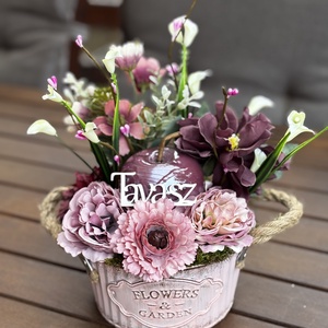 Tavaszi virágos  asztal disz  - otthon & életmód - dekoráció - asztal és polc dekoráció - dekorációs tál, tartó - Meska.hu