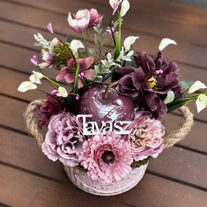 Tavaszi virágos  asztal disz  - otthon & életmód - dekoráció - asztal és polc dekoráció - dekorációs tál, tartó - Meska.hu