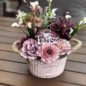 Tavaszi virágos  asztal disz  - otthon & életmód - dekoráció - asztal és polc dekoráció - dekorációs tál, tartó - Meska.hu