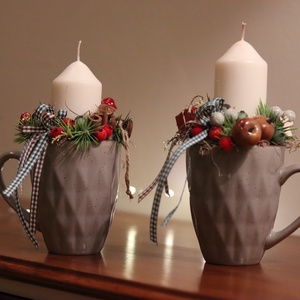 Adventi, karácsonyi bögre asztaldísz, dekoráció - karácsony - adventi díszek - adventi ajtódísz - Meska.hu