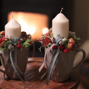 Adventi, karácsonyi bögre asztaldísz, dekoráció - karácsony - adventi díszek - adventi ajtódísz - Meska.hu