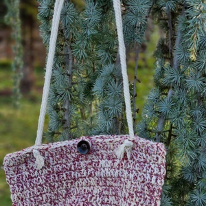 Horgolt hippi stílusú strandtáska, bevásárlótáska - táska & tok - bevásárlás & shopper táska - shopper, textiltáska, szatyor - Meska.hu
