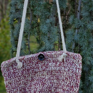 Horgolt hippi stílusú strandtáska, bevásárlótáska - táska & tok - bevásárlás & shopper táska - shopper, textiltáska, szatyor - Meska.hu