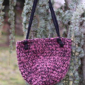 Horgolt hippi stílusú strandtáska, bevásárlótáska, szatyor - táska & tok - bevásárlás & shopper táska - shopper, textiltáska, szatyor - Meska.hu