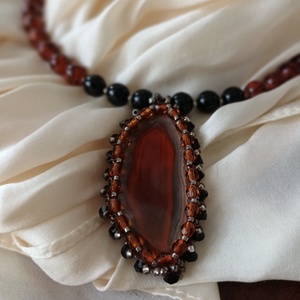 Achát lapos nyakék - ékszer - nyaklánc - medálos nyaklánc - Meska.hu