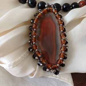 Achát lapos nyakék - ékszer - nyaklánc - medálos nyaklánc - Meska.hu