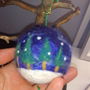 Nemezelt téli rók�s gömb - karácsony - karácsonyi lakásdekoráció - karácsonyfadíszek - Meska.hu