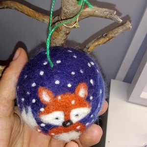 Nemezelt téli rók�s gömb - karácsony - karácsonyi lakásdekoráció - karácsonyfadíszek - Meska.hu