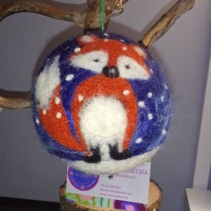 Nemezelt téli rók�s gömb - karácsony - karácsonyi lakásdekoráció - karácsonyfadíszek - Meska.hu