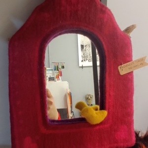 Madárkás tükör nemez keretben  -  - Meska.hu