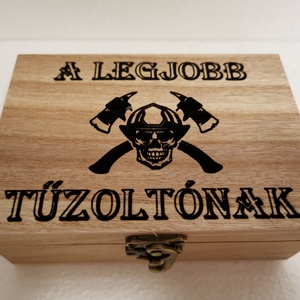 Tűzoltós Zsebóra ajándék fa dobozban egyedi kézműves, Ékszer, Karóra és Ékszeróra, Zsebóra, Famegmunkálás, MESKA