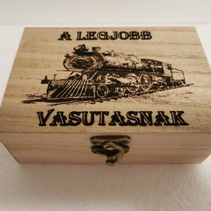Gőzmozdonyos Zsebóra ajándék fa dobozban egyedi kézműves - Meska.hu