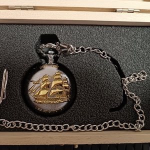 Hajós Zsebóra ajándék fa dobozban egyedi kézműves - ékszer - karóra és ékszeróra - zsebóra - Meska.hu