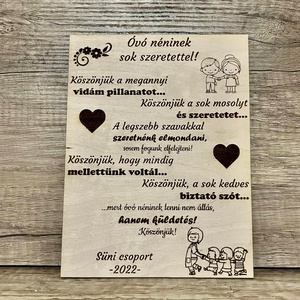 Ballagási ajándék - Fa tábla Óvónő, Otthon & Életmód, Dekoráció, Kép & Falikép, Táblakép, Gravírozás, pirográfia, MESKA