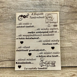 Ballagási ajándék - Fa tábla Tanárnő - Meska.hu