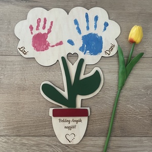 Kézlemyomat -tesós kivitelben , Otthon & Életmód, Dekoráció, Asztal és polc dekoráció, Gravírozott táblák, Gravírozás, pirográfia, MESKA