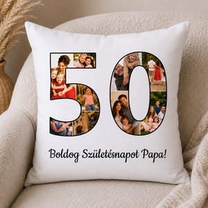 Egyedi fényképes 50. Születésnapi párna  - Meska.hu