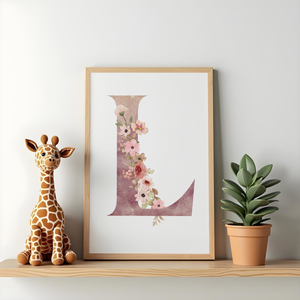 Egyedi Virágos Monogram Falikép - Akvarell Betű dekoráció - Digitális vagy Nyomtatott formában, Művészet, Grafika & Illusztráció, Digitális, Fotó, grafika, rajz, illusztráció, Mindenmás, MESKA