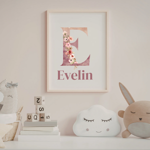 Egyedi Virágos Monogram Falikép - Akvarell Betű dekoráció - Digitális vagy Nyomtatott formában - művészet - grafika & illusztráció - digitális - Meska.hu