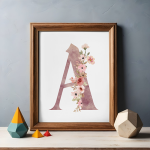 Egyedi Virágos Monogram Falikép - Akvarell Betű dekoráció - Digitális vagy Nyomtatott formában - művészet - grafika & illusztráció - digitális - Meska.hu