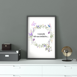 Szarkasztikus akvarell falikép � a mosoly túl van értékelve... � Humoros irodai dekoráció és ajándék, Művészet, Grafika & Illusztráció, Digitális, Fotó, grafika, rajz, illusztráció, MESKA