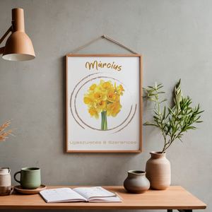 Egyedi születési virág falikép - Március - Letölthető digitális poszter - Nárcisz, Művészet, Grafika & Illusztráció, Digitális, Fotó, grafika, rajz, illusztráció, MESKA