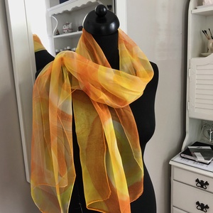 Selyemsál napsárga chiffon, Ruha & Divat, Sál, Sapka, Kendő, Sál, Selyemfestés, MESKA