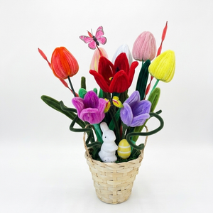 Húsvéti tulipános ajándék kosár nyuszival � tavaszi dekoráció - Meska.hu