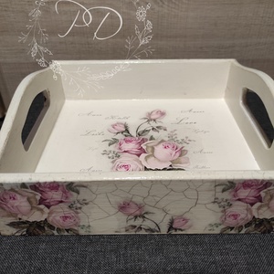 Vintage rózsás tálca - Meska.hu
