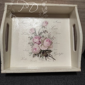 Vintage rózsás tálca - otthon & életmód - konyhafelszerelés, tálalás - tálalás - tálca - Meska.hu