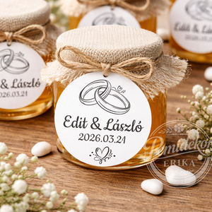 Egyedi, VÍZÁLLÓ Esküvői, eljegyzési Köszönetajándék Matrica (5 cm.)., Esküvő, Emlék & Ajándék, Nászajándék, Esküvői pénzátadó boríték, kártya, , MESKA