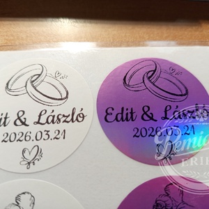 Egyedi, VÍZÁLLÓ Esküvői, eljegyzési Köszönetajándék Matrica (5 cm.). - esküvő - emlék & ajándék - nászajándék - esküvői pénzátadó boríték, kártya - Meska.hu