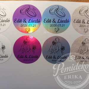 Egyedi, VÍZÁLLÓ Esküvői, eljegyzési Köszönetajándék Matrica (5 cm.). - esküvő - emlék & ajándék - nászajándék - esküvői pénzátadó boríték, kártya - Meska.hu