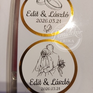 Egyedi, VÍZÁLLÓ Esküvői Köszönetajándék Matrica (5 cm.). - esküvő - emlék & ajándék - nászajándék - esküvői pénzátadó boríték, kártya - Meska.hu