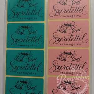 Szeretettel csomagolva feliratú matrica. - kellékek & szerszámok - dekorációs kellékek - matricaív - Meska.hu