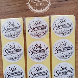 Sok szeretettel kerek matrica (5 cm) � 30 db. - kellékek & szerszámok - dekorációs kellékek - matricaív - Meska.hu