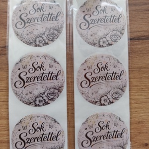 Sok Szeretettel kerek matrica (5 cm) � 20 db., Kellékek & szerszámok, Dekorációs kellékek, Matricaív, , MESKA