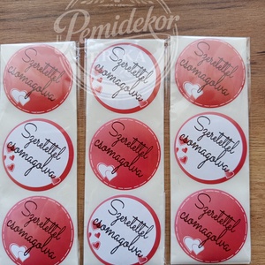 Szeretettel csomagolva kerek matrica (5 cm) � 20 db., Kellékek & szerszámok, Dekorációs kellékek, Matricaív, , MESKA