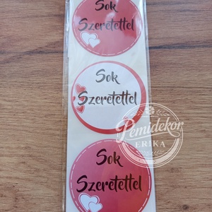 Sok Szeretettel kerek matrica (5 cm) � 20 db. - Meska.hu