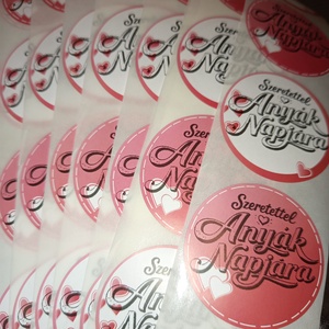 Szeretettel Anyák Napjára kerek matrica (5 cm) � 10 db. - kellékek & szerszámok - dekorációs kellékek - matricaív - Meska.hu