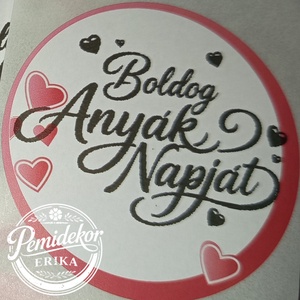 Boldog Anyák Napját kerek matrica (5 cm) � 10 db. - kellékek & szerszámok - dekorációs kellékek - matricaív - Meska.hu